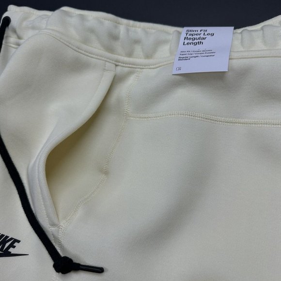 Nike NSW Tech Fleece ‘Coconut Milk/Black’ Joggers Men’s Sizes FB8002-113 - Picture 3 of 7